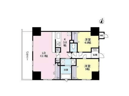 ブルールイイヅカ(2LDK/8階)の間取り写真