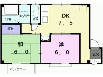 パステルハイツ坂(2DK/1階)の間取り写真