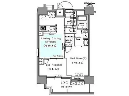 パークアクシス台東根岸(2LDK/11階)の間取り写真