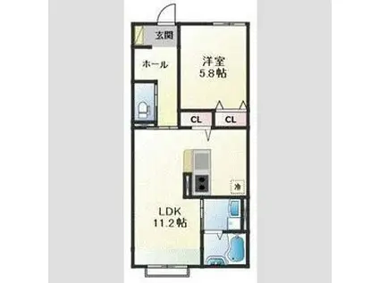 SUZU BELLECOURT(1LDK/1階)の間取り写真