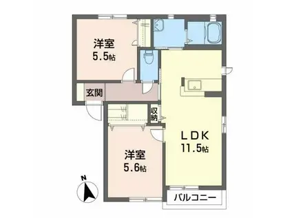 コーポ・ユーカリII(2LDK/1階)の間取り写真