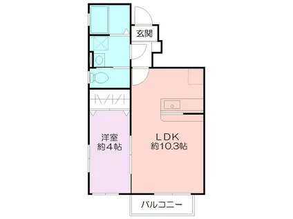 パセオII(1LDK/1階)の間取り写真