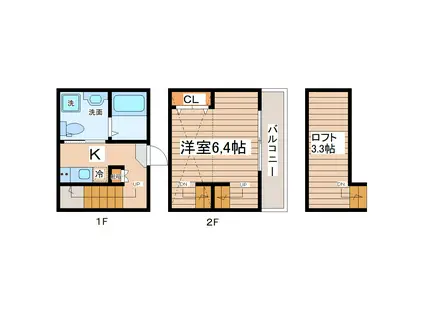 デザイナーズコーポ旭ヶ丘(1K/1階)の間取り写真