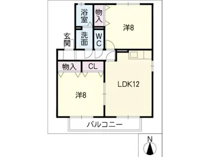 フォレストパレスC棟(2LDK/2階)の間取り写真