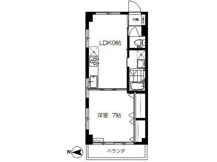 第一小林マンション(1LDK/2階)の間取り写真