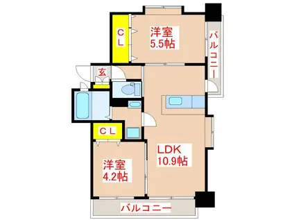CASA BLANCA(2LDK/4階)の間取り写真