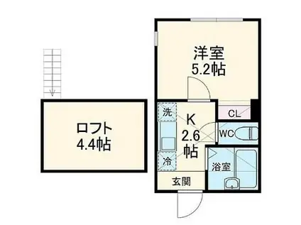 シーサイドヒルズ(ワンルーム/2階)の間取り写真