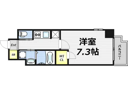 ビガーポリス405同心III(1K/4階)の間取り写真