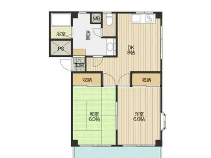 エクセルみずほ台(2DK/2階)の間取り写真