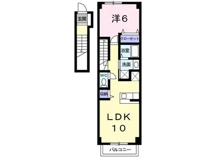 ウエストブルック(1LDK/2階)の間取り写真