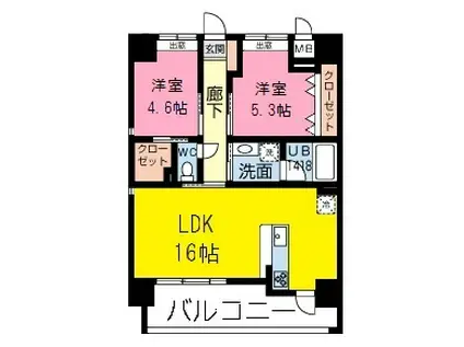 オアシス光の森(2LDK/6階)の間取り写真