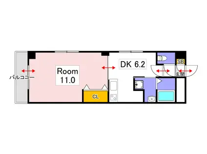 マルカツ新保(1DK/2階)の間取り写真