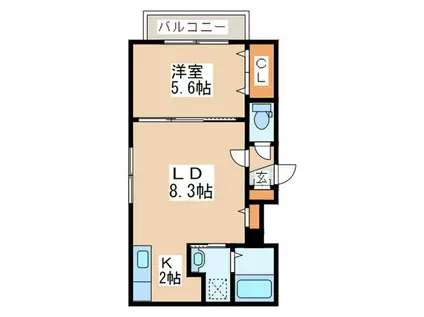 LA FRAISE MISONO(1LDK/2階)の間取り写真