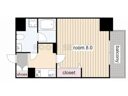 アクアヒルズ(1K/6階)の間取り写真