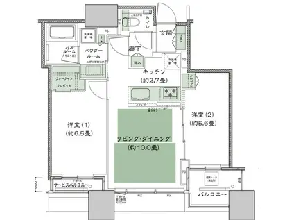 シティタワー大阪本町(2LDK/32階)の間取り写真