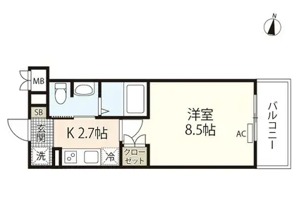 ラメール草津南(1K/5階)の間取り写真