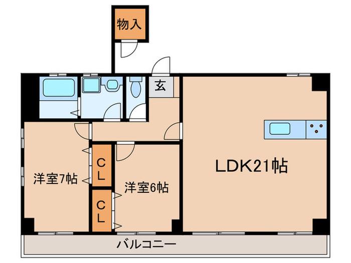 垣戸マンション(2LDK/4階)の間取り写真
