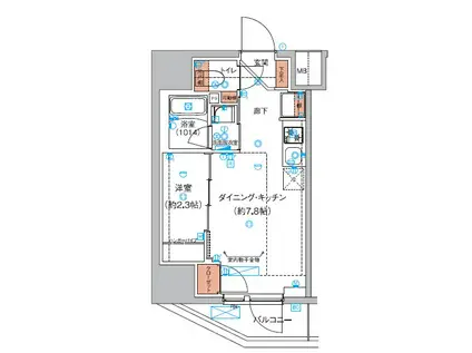 ハーモニーレジデンス巣鴨山手インサイド(1DK/2階)の間取り写真