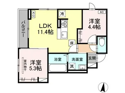 PRIMAVERA吉成台(2LDK/1階)の間取り写真