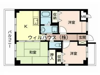 フレミール上マンション2(3K/1階)の間取り写真