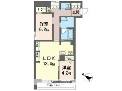 アスターミキ(2LDK/2階)の間取り写真