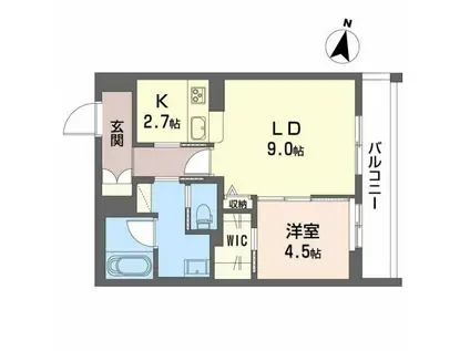 フォルビート八橋(1LDK/2階)の間取り写真