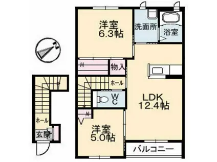 ドリームフォレストS(2LDK/2階)の間取り写真