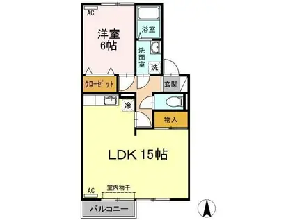 ボンヌ シャンス(1LDK/1階)の間取り写真