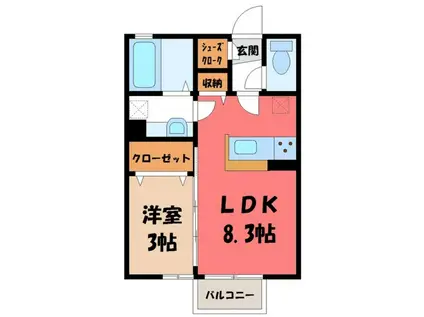 プランドールTN II(1LDK/2階)の間取り写真
