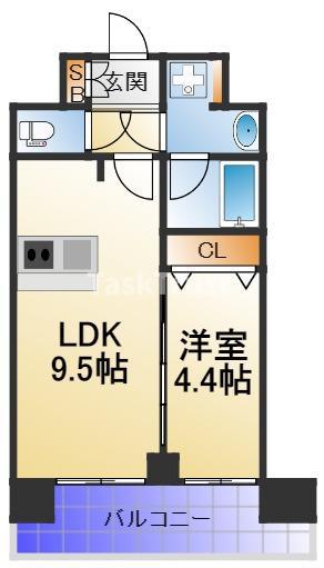 プレサンス大阪天満リバーシア(1LDK/7階)の間取り写真