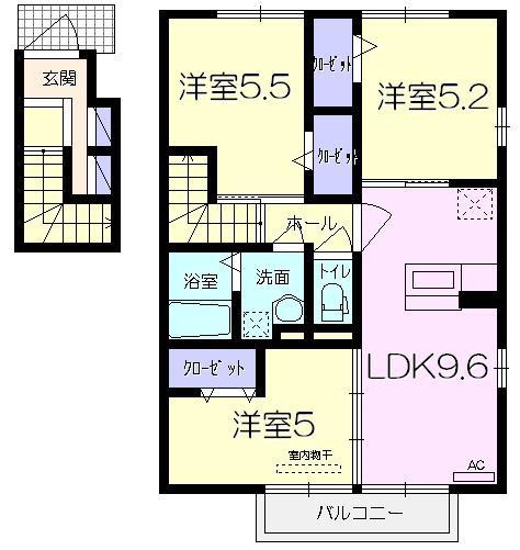 ルミエールホーム壱番館(3DK/2階)の間取り写真