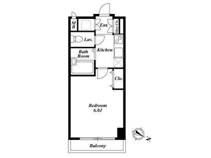 KDXレジデンス麻布イースト(1K/9階)の間取り写真