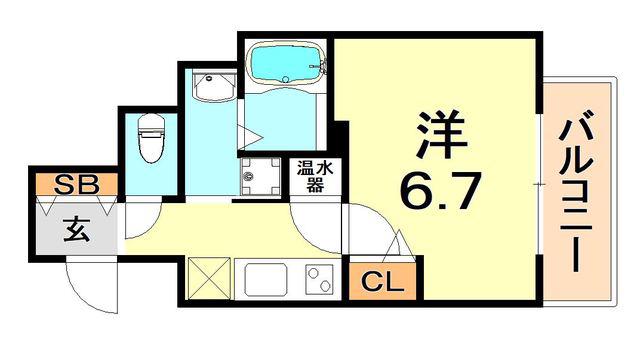 アドバンス神戸アルティス(1K/14階)の間取り写真