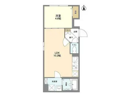 ウェルスクエア中野坂上(1LDK/2階)の間取り写真