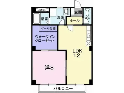 ファミールK&Y(1LDK/2階)の間取り写真