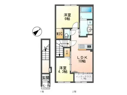 スターテラスII東出雲(2LDK/2階)の間取り写真