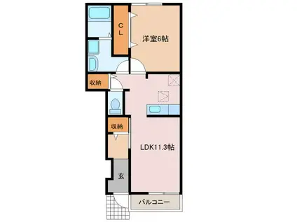 サンライズ(1LDK/1階)の間取り写真