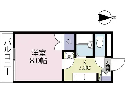 コーポ成岡I(1K/1階)の間取り写真