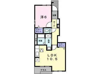 プリムローズ・S(1LDK/1階)の間取り写真