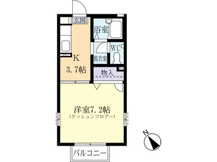 エターナルヤシマB(1K/1階)の間取り写真