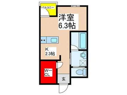 コリド赤塚B(ワンルーム/2階)の間取り写真