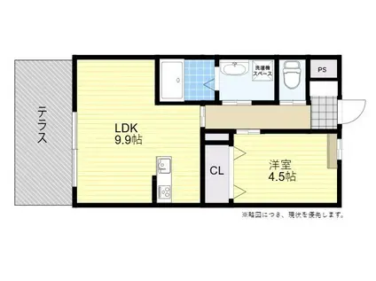 ヴェルジュ庄の原(1LDK/2階)の間取り写真