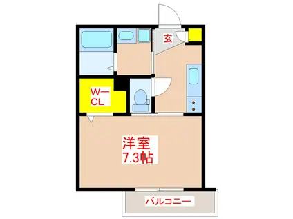 LAND HILLS(1K/2階)の間取り写真