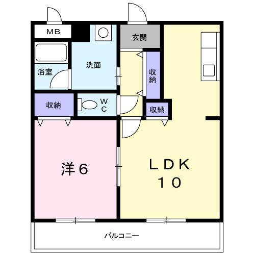 クイールI(1LDK/1階)の間取り写真