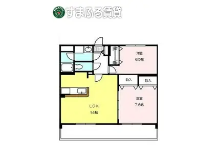 カテドラール柱曙(2LDK/1階)の間取り写真