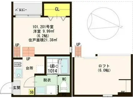 メルヴェーユ蛍池(1K/1階)の間取り写真