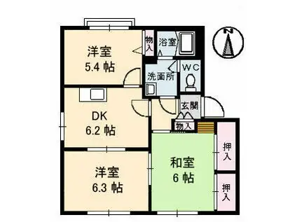 メゾン佐方(3DK/2階)の間取り写真