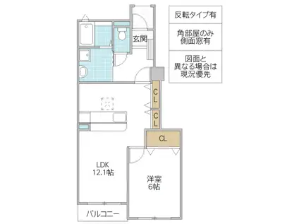 ルヴェ・デュ・ソレイユ(1LDK/1階)の間取り写真
