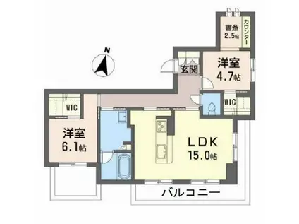 プレミアス上杉一丁目(2LDK/4階)の間取り写真