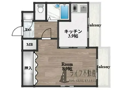 コーニッシュ長瀬(1K/5階)の間取り写真